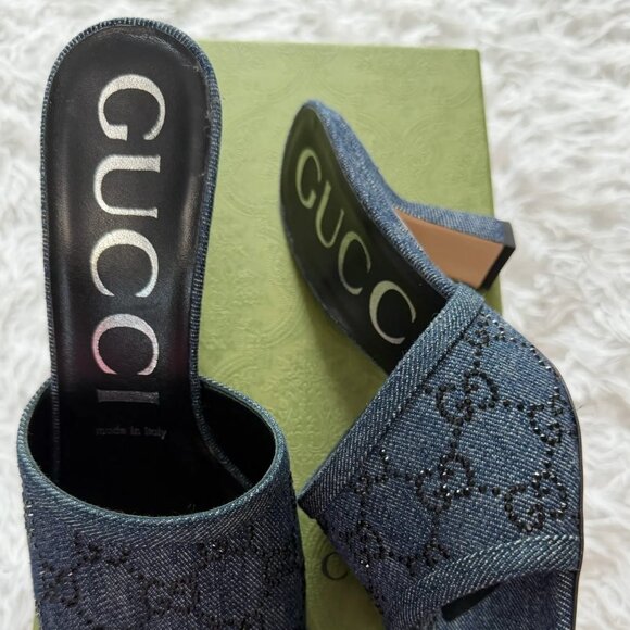 Gucci Denim gg crystal sandals 38 - Picture 2 of 2